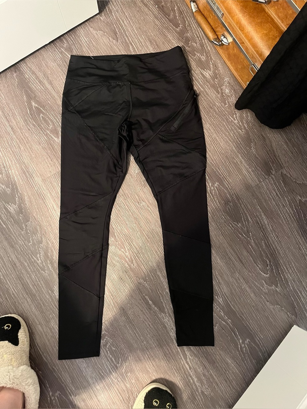 Forever21 Black Active Leggings with Pocket and Sheer Panel